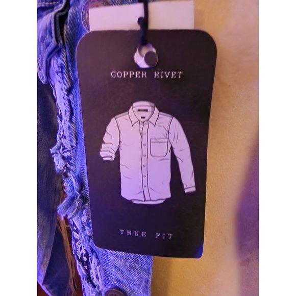 NWT Copper Rivet Light Sand Blue Jacket w/stones and studs S - Picture 6 of 8